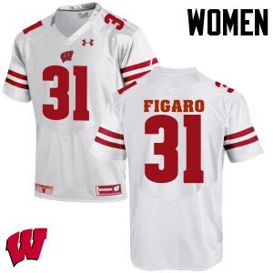 Women's Wisconsin Badgers NCAA #31 Lubern Figaro White Authentic Under Armour Stitched College Football Jersey CE31D70BD
